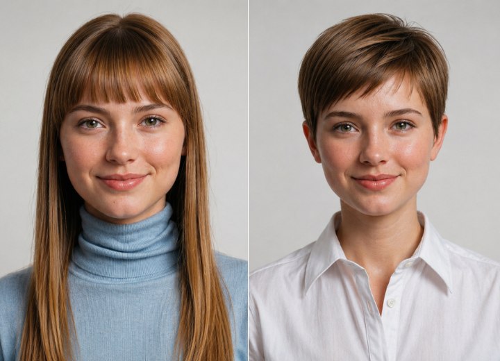 Taglio di capelli corto che fa sembrare una donna più matura e grande
