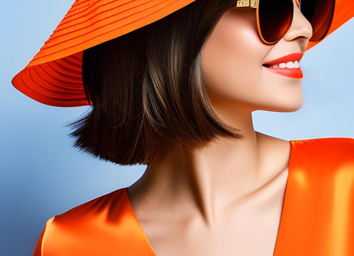 Donna che indossa un cappello per proteggere i suoi capelli